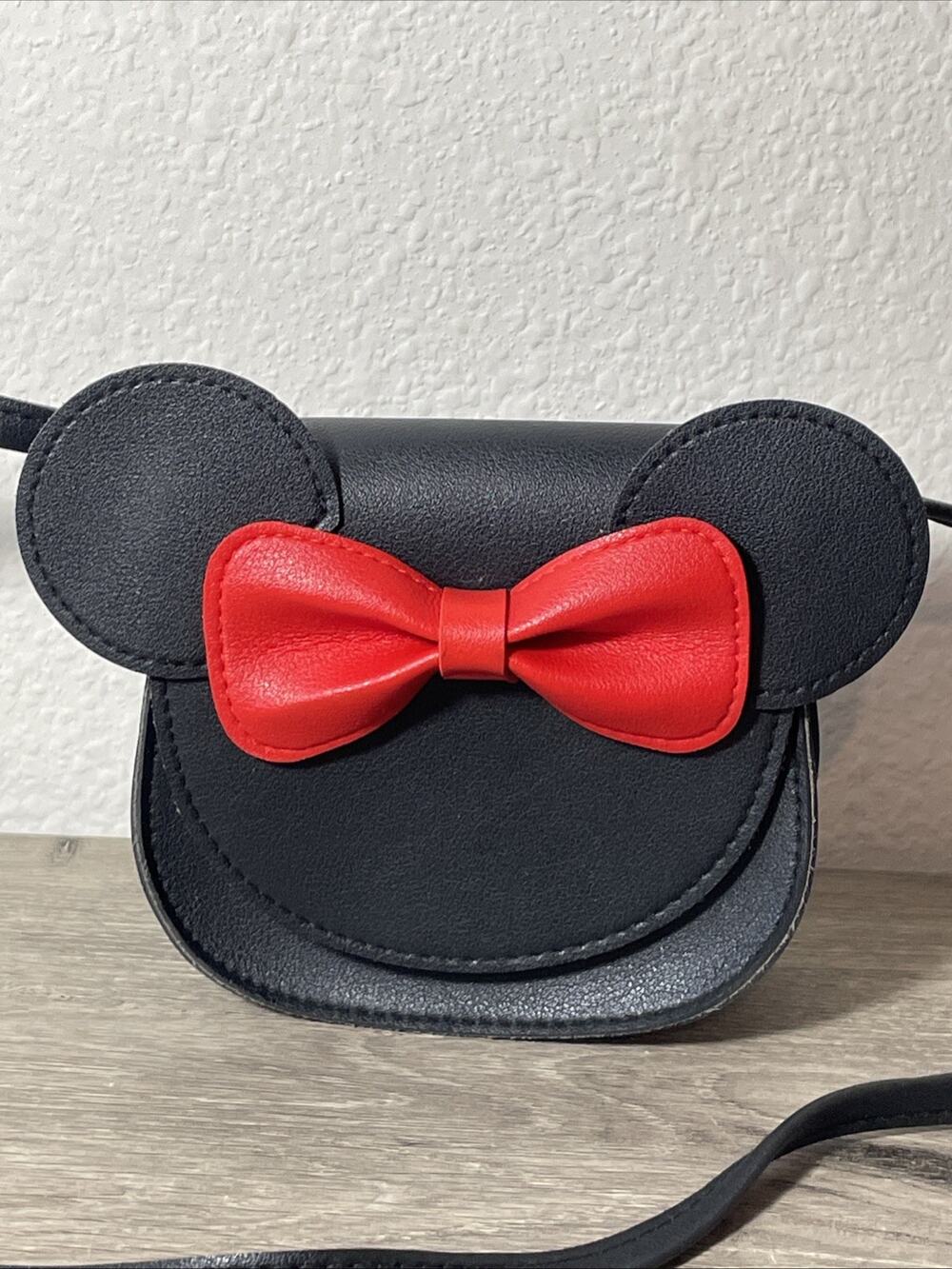 Mini Mouse Style Mini Crossbody Purse. PU. Magnetic Closure, Strap Black & Red